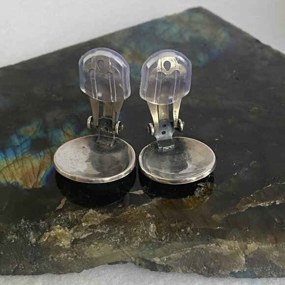 VTG Sterling Silver 925 Southwest Style Thunderbird Round Clip On Earrings - Picture 4 of 16